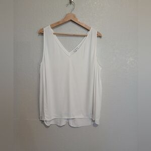 Nordstrom White Double V-Neck Sleeveless Blouse Tank Top Size XL